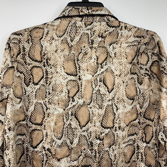 Lulus Top Snake Print Satin Rhea Button Down Long Sleeve - Picture 12 of 13